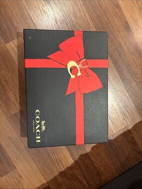 Coach Black Box with Red Bow and Gold Logo